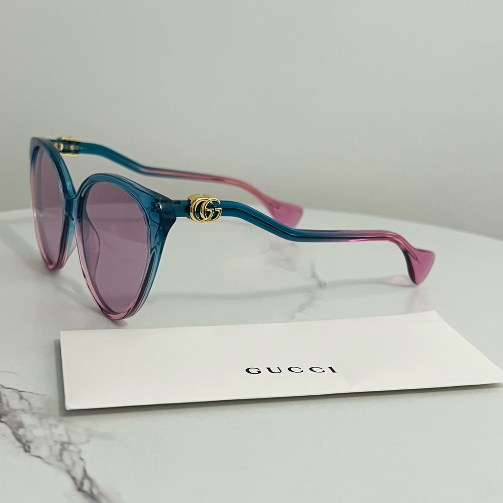 Gucci Transparent Pink Blue Sunglasses